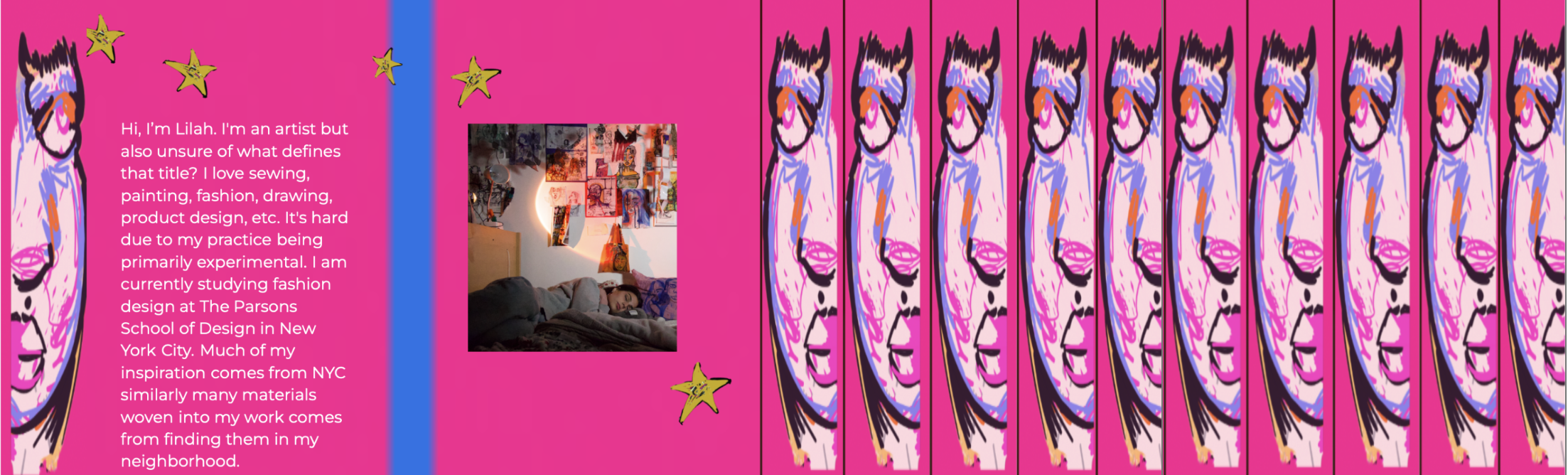 About Me — Lilah, artist and Parsons School of Design student in New York City.